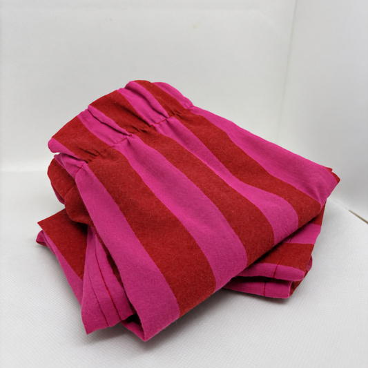 Kids' Cotton Barrell Pants - Red & Fuchsia