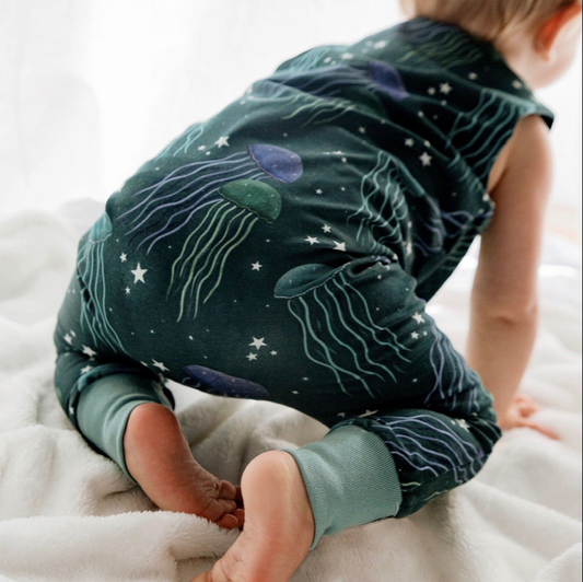 Jellyfish at Night - Cuffed Romper