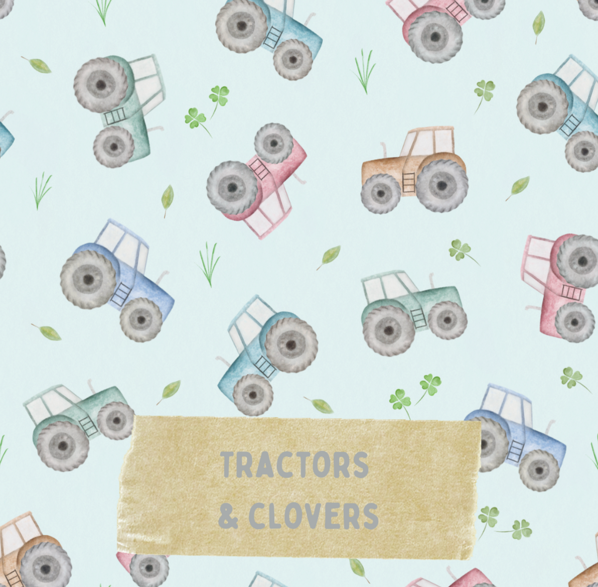 Tractors & Clovers - Cuffed Romper